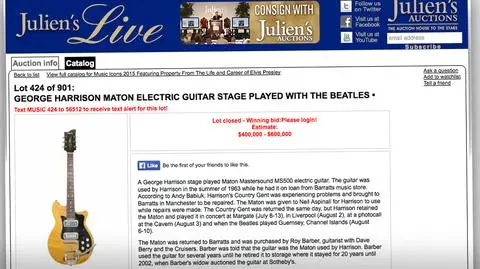 Gitara warta pół miliona dolarów. Z Beatlesami zagrała wiele koncertów