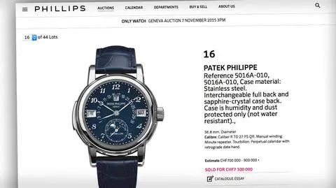Zegarek Patek Philippe sprzedany za ok. 7 mln euro