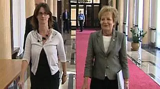 Zyta Gilowska i Katarzyna Zajdel-Kurowska są zadowolone z wyniku tegorocznego budżetu