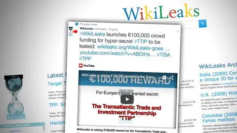 Wikileaks obiecuje 100 tys. euro za tekst umowy TTIP