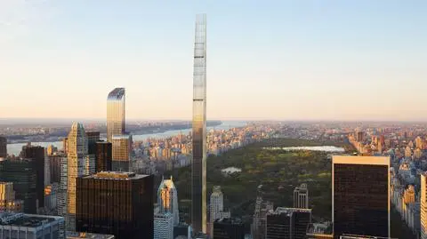 Najcieńszy wieżowiec na świecie na ukończeniu. Steinway Tower na 111 West 57th Street