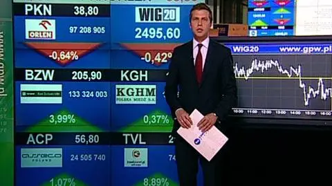 WIG 20 znów poniżej 2,5 tysiąca punktów. Indeks największych spółek notowanych w Warszawie stracił na zamknięciu 0.42 procent. Jak przebiegała sesja? O tym Błażej Karwowski. 