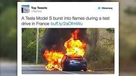 Tesla Model S w płomieniach