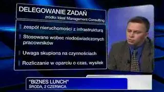 Zgodnie z prawem pracy polecenia służbowe muszą być zgodne z umową o prace. Zdaniem Pawła Bochniarza najważniejsze żeby pracownik miał odpowiednie narzędzia do wykonania polecenia. Co jeszcze powinniśmy wiedzieć? O tym jak wydawać polecenia pracownikom w programie "Biznes Lunch" mówił prezes IDEA! Management Consulting Paweł Bochniarz.