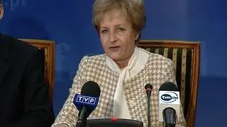 Minister Finansów Zyta Gilowska na konferencji prasowej