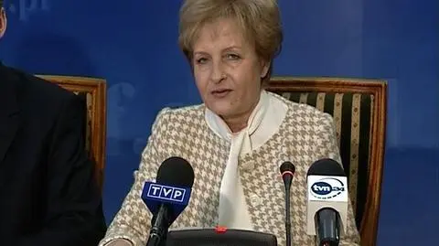Minister Finansów Zyta Gilowska na konferencji prasowej
