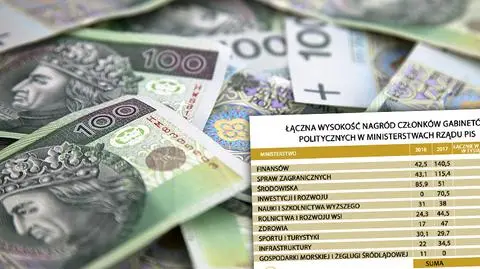 Nagrody w gabinetach politycznych w ministerstwach rządu PiS