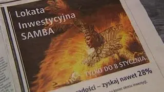 28% zysku rocznie. Ma to zapewnić lokata oferowana przez MultiBank o wdzięcznej nazwie Samba. Tyle tylko, że z Bankowcami zamierza zatańczyć Komisja Nadzoru Finansowego. Bo zarobić owszem można. Pod warunkiem, że aż 4 różne indeksy wzrosną w ciągu najbliższych dwóch lat o co najmniej 20%. Jeśli nie wzrosną - klienci zamiast zysków mogą zostać z gołym kapitałem...