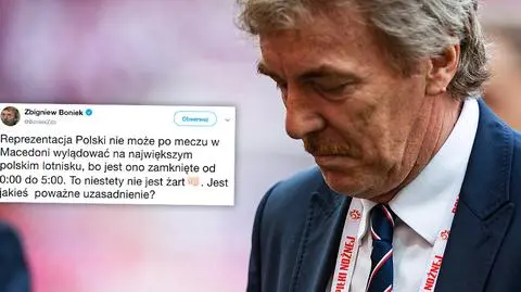 Prezes PZPN Zbigniew Boniek o kłopotach reprezentacji Polski z lądowaniem na Lotnisku Chopina w Warszawie