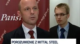 Ministerstwo Skarbu Państwa i Mittal Steel Holdings uzgodniły cenę sprzedaży pozostałych akcji skarbu państwa w Mittal Steel Poland. - Ta cena ulega zwiększeniu ze złotówki do 6,5 zł. Jest to wynik negocjacji toczonych w ostatnich 6 miesiącach - poinformował wiceminister skarbu Paweł Szałamacha. 