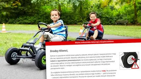 Niebezpieczne gokarty dla dzieci. Ostrzeżenie producenta