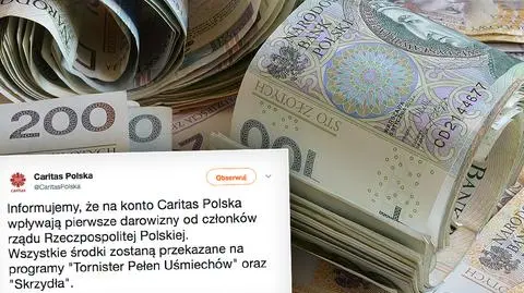 Caritas Polska: na konto wpływają pierwsze darowizny od ministrów