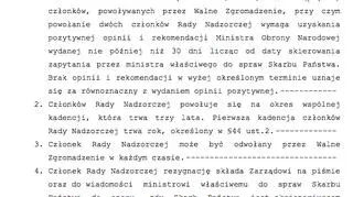 Fragment statutu PGZ SA z 31 sierpnia 2016 roku 