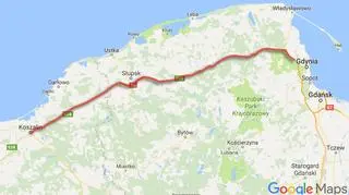 Fragment trasy S6 między Koszalinem a Trójmiastem