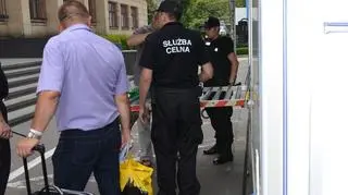 Funkcjonariusze celni w trakcie kontroli