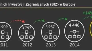 Liczba bezpośrednich inwestycji zagranicznych w Europie