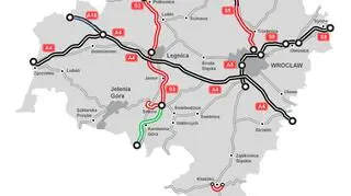 Mapa stanu budowy dróg w województwie dolnośląskim