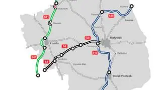 Mapa stanu budowy dróg w województwie podlaskim