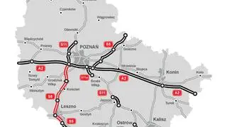 Mapa stanu budowy dróg w województwie wielkopolskim