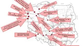 Mapa z robotami drogowymi w latach 2017 - 2019