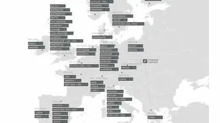 Mapka połączeń krakowskiego lotniska