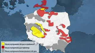 Obszary występowania gazu w Polsce