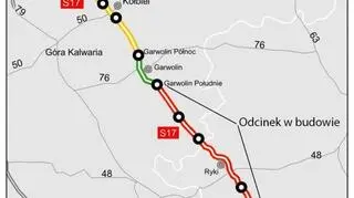 Odcinek drogi S17 Garwolin – Kurów podzielony został na cztery zadania, które realizuje trzech wykonawców