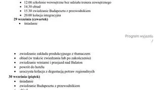 Program wyjazdu pracowników Polskiej Wytwórni Papierów Wartościowych