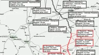 Przebieg trasy S7 z Gdańska do Warszawy