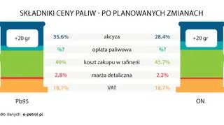 Składniki ceny paliw, po planowanych zmianach