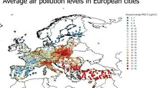 Średni poziom zanieczyszcznia w europejskich miastach