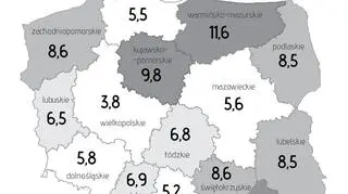 Stopa bezrobocia rejestrowanego - stan w końcu października 2017