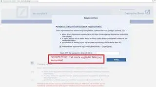Tak wygląda fałszywy komunikat, który imituje ogłoszenie DB 