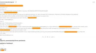 Treść wiadomości wysyłanej przez oszustów