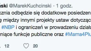 Tweet Marka Kuchcińskiego