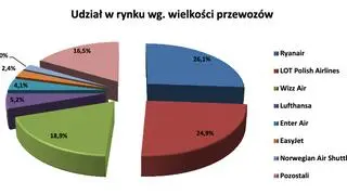 Udział w rynku według wielkości przewozów