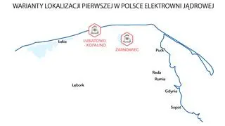 Warianty lokalizacji pierwszej w Polsce elektrowni jądrowej