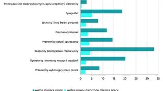 Wolne miejsca pracy i wolne nowo utworzone według zawodów na koniec IV kwartału 2017 roku (w tys.)