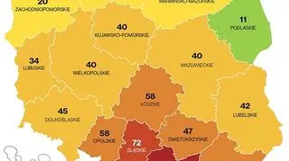 Zróżnicowanie jakości powietrza w Polsce w 2017 roku 