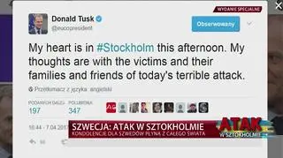 "Ciężarówka wyjechała mi dosłownie zza ramienia". Relacja Polki ze Sztokholmu