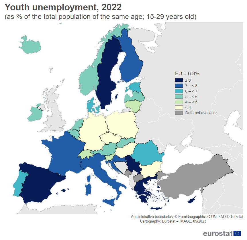 Bezrobocie młodych w 2022 r.