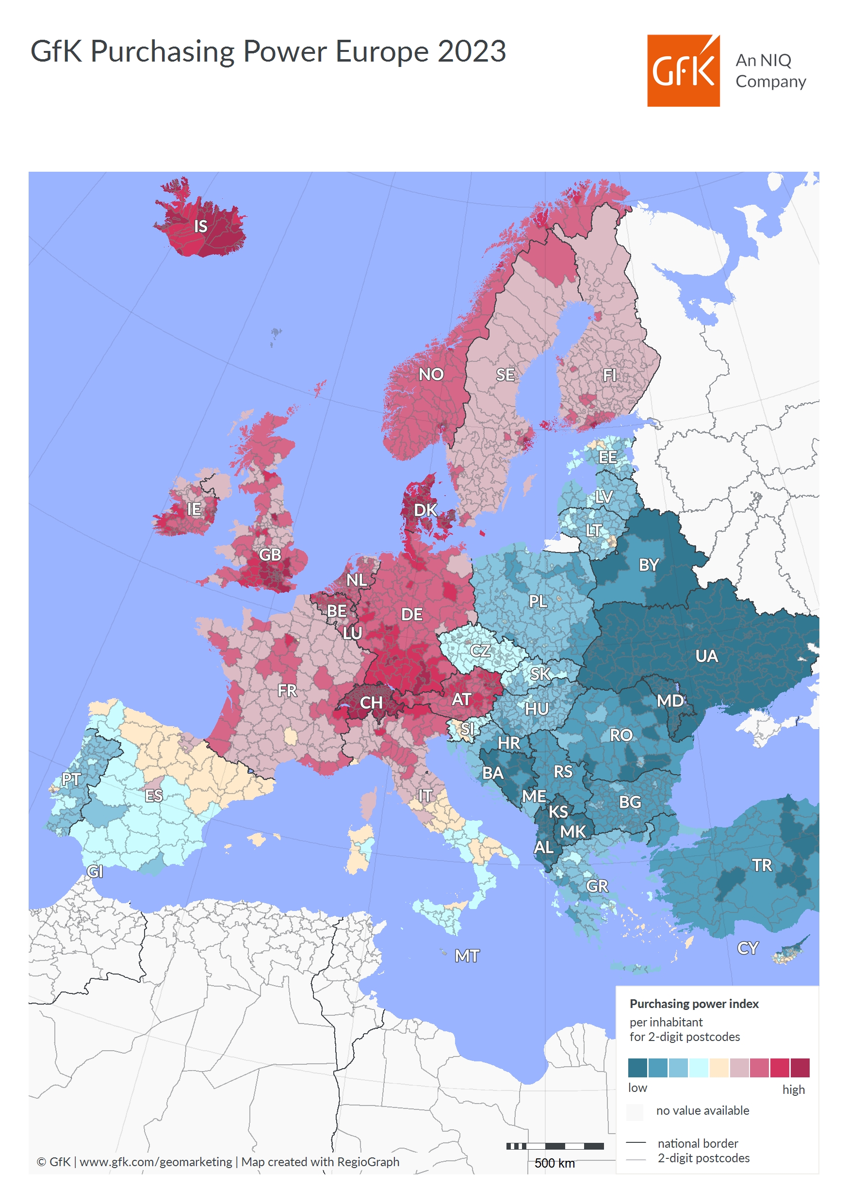 Siła nabywcza w Europie w 2023 roku - zestawienie GfK
