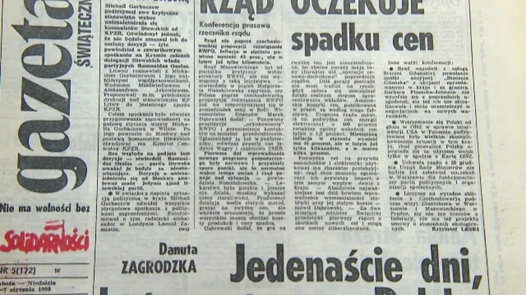 Konsekwencje planu Balcerowicza (fragment programu "Czarno na białym")