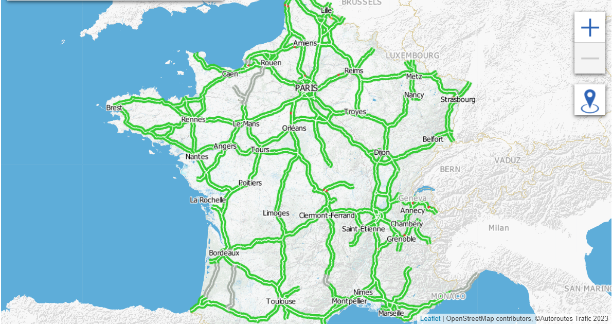 Mapa autostrad - Francja