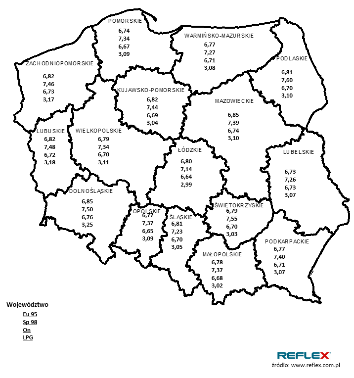 Średnie ceny detaliczne paliw (na dzień 13.04.2023)
