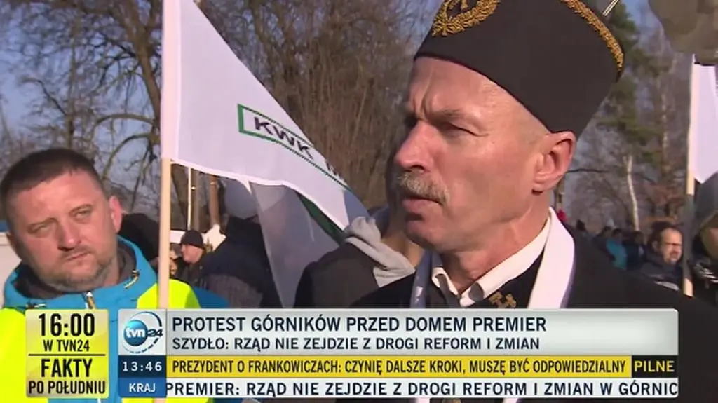 Protest górników przed domem premier