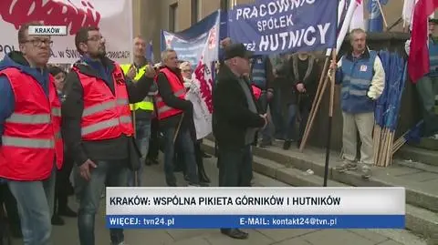 Protest przed hutą ArcelorMittal