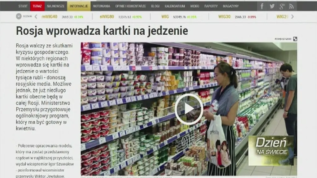 Rosja wprowadza kartki na jedzenie