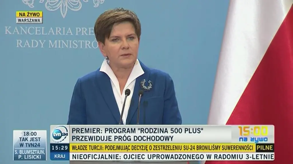 Szydło: Program "Rodzina 500+" przewiduje próg dochodowy