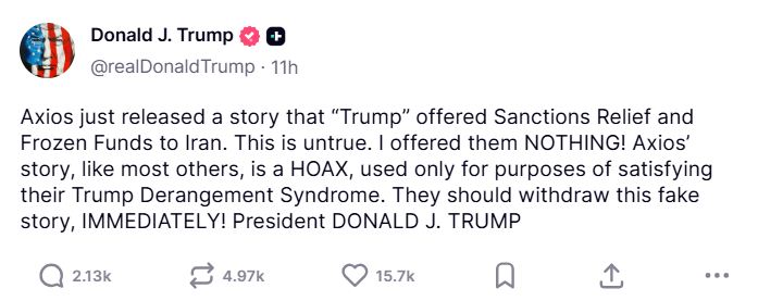 Trump o doniesieniach Axios